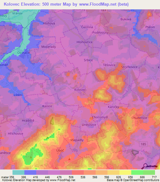 Kolovec,Czech Republic Elevation Map