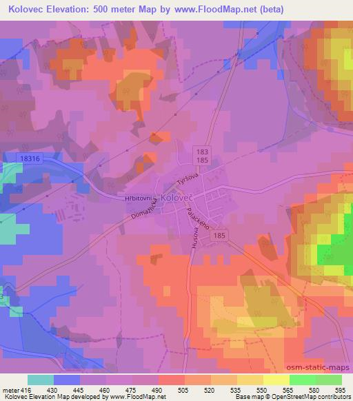 Kolovec,Czech Republic Elevation Map