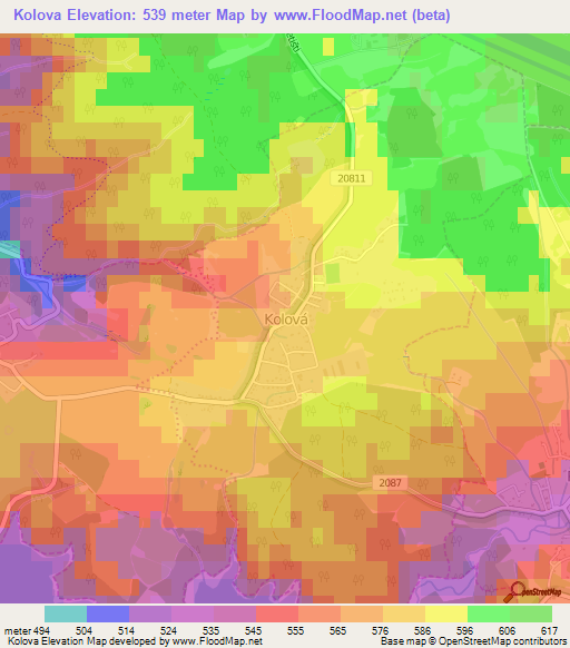 Kolova,Czech Republic Elevation Map
