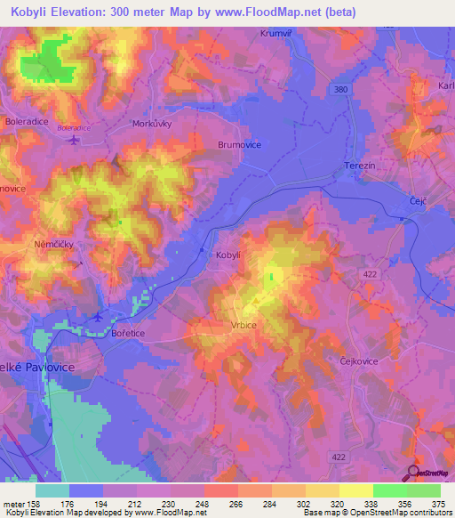 Kobyli,Czech Republic Elevation Map