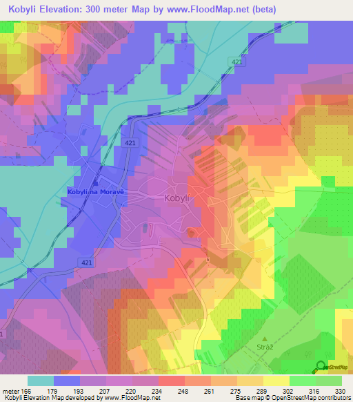 Kobyli,Czech Republic Elevation Map