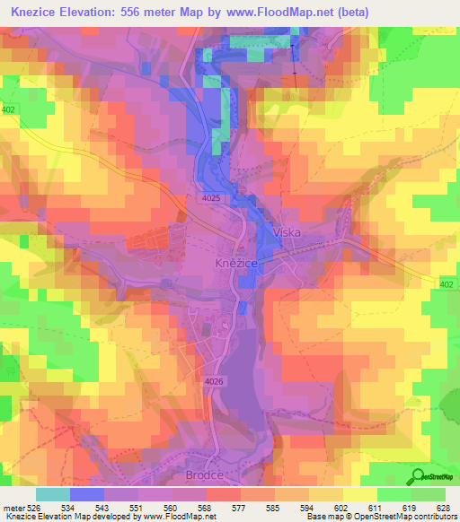 Knezice,Czech Republic Elevation Map