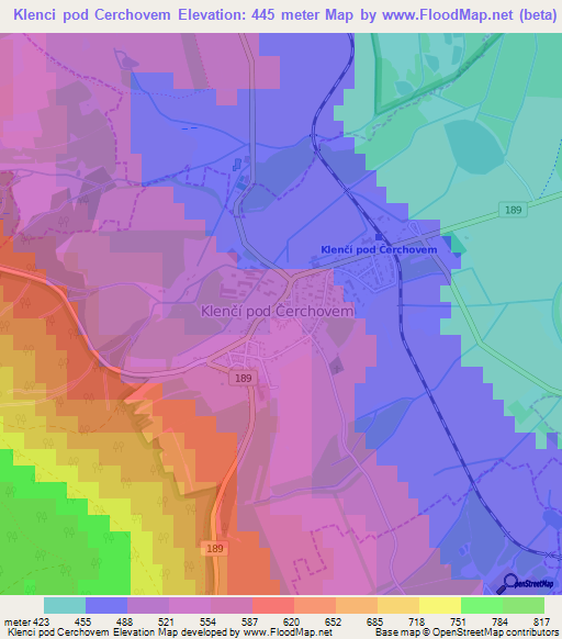 Klenci pod Cerchovem,Czech Republic Elevation Map