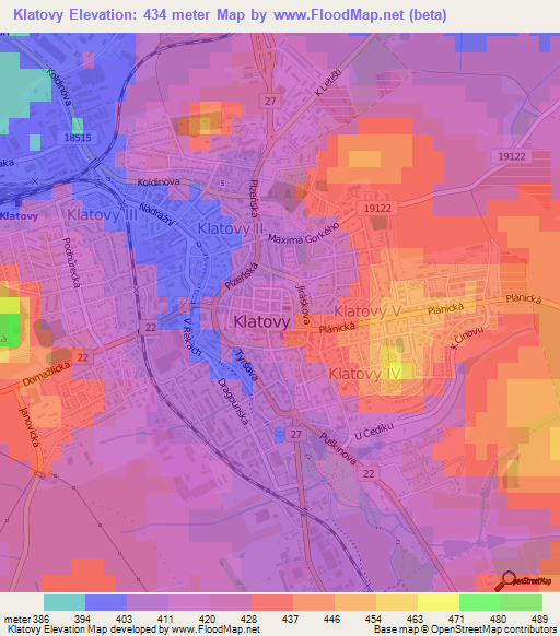 Klatovy,Czech Republic Elevation Map