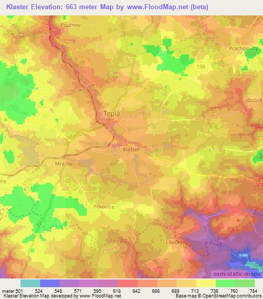Klaster,Czech Republic Elevation Map
