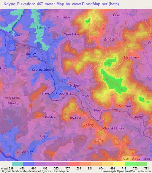 Kdyne,Czech Republic Elevation Map