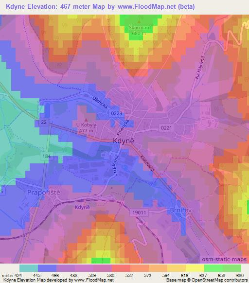 Kdyne,Czech Republic Elevation Map