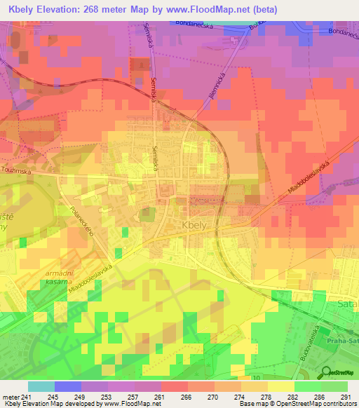 Kbely,Czech Republic Elevation Map