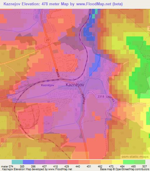 Kaznejov,Czech Republic Elevation Map