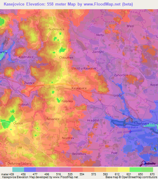Kasejovice,Czech Republic Elevation Map