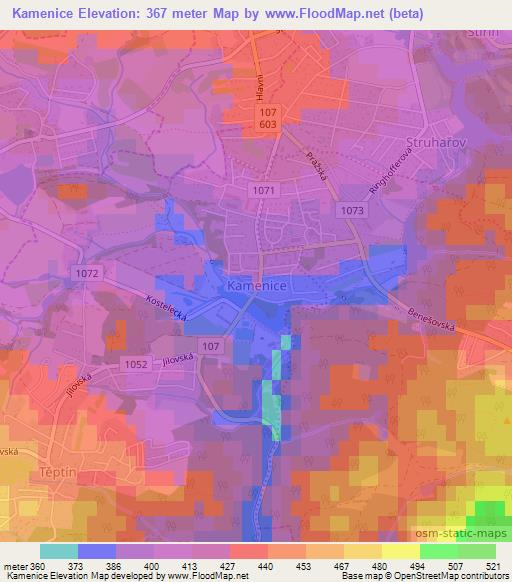 Kamenice,Czech Republic Elevation Map