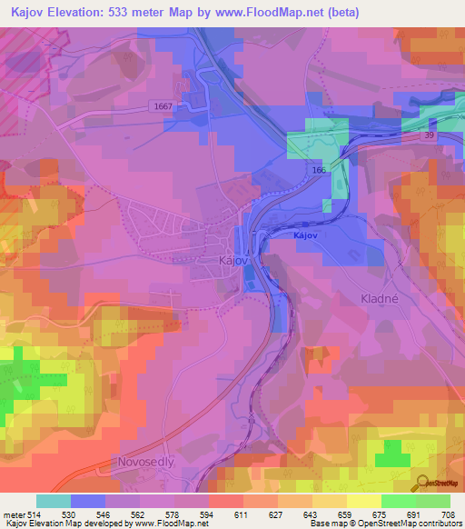 Kajov,Czech Republic Elevation Map