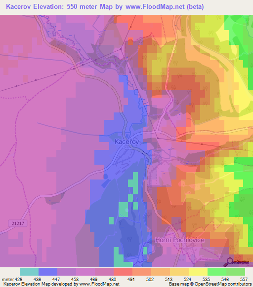 Kacerov,Czech Republic Elevation Map