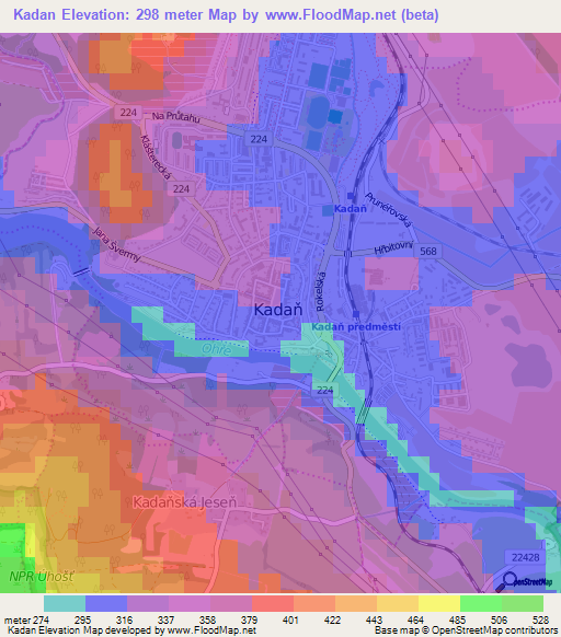 Kadan,Czech Republic Elevation Map