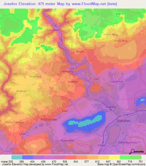 Josefov,Czech Republic Elevation Map