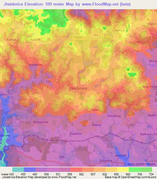 Jistebnice,Czech Republic Elevation Map