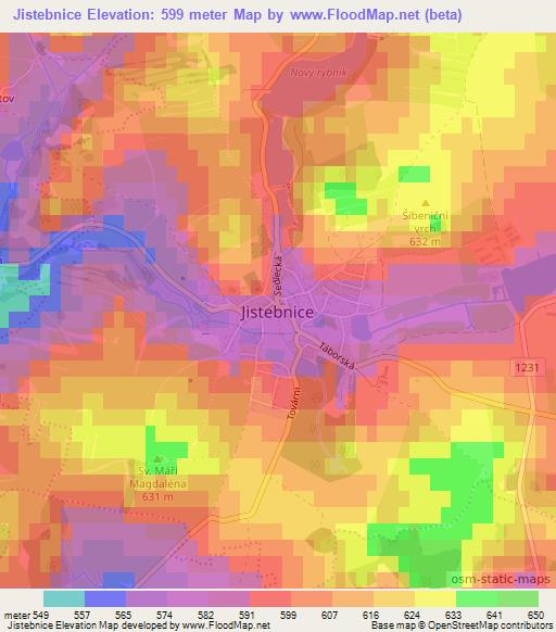 Jistebnice,Czech Republic Elevation Map