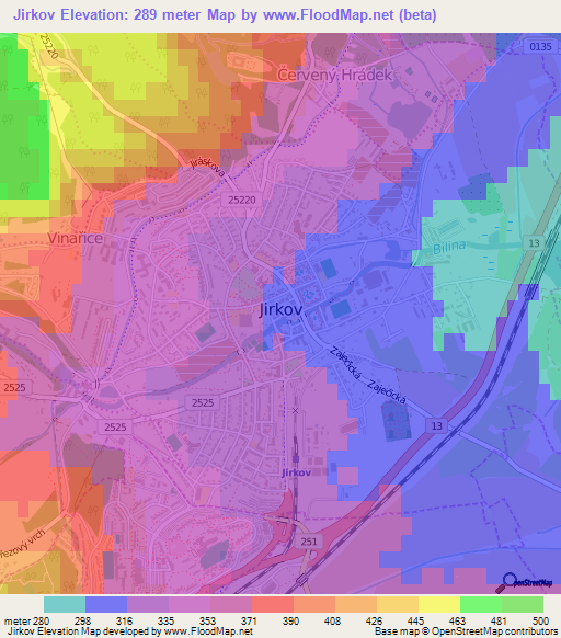 Jirkov,Czech Republic Elevation Map