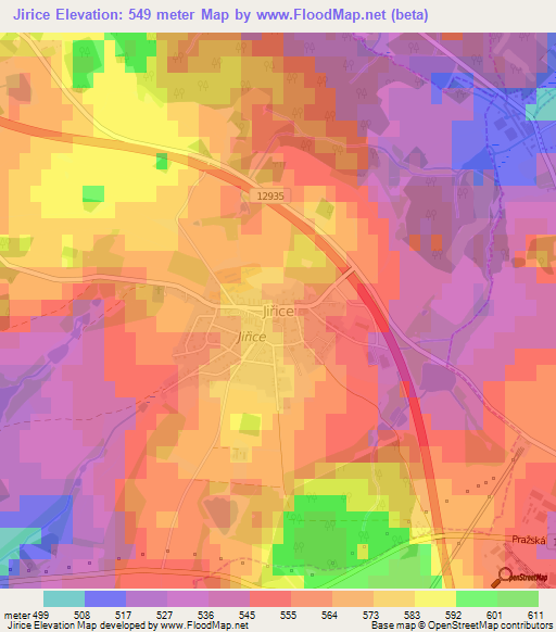 Jirice,Czech Republic Elevation Map