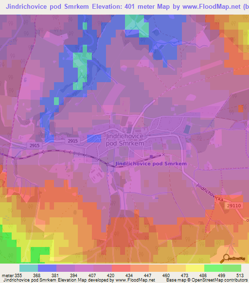 Jindrichovice pod Smrkem,Czech Republic Elevation Map