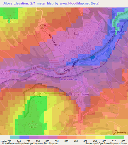 Jilove,Czech Republic Elevation Map