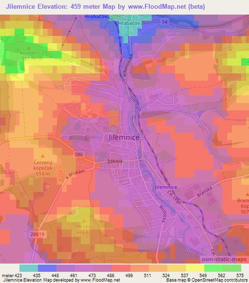 Jilemnice,Czech Republic Elevation Map