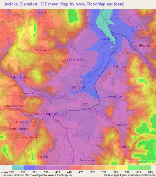 Jevicko,Czech Republic Elevation Map