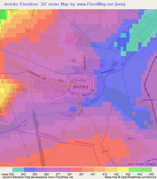 Jevicko,Czech Republic Elevation Map