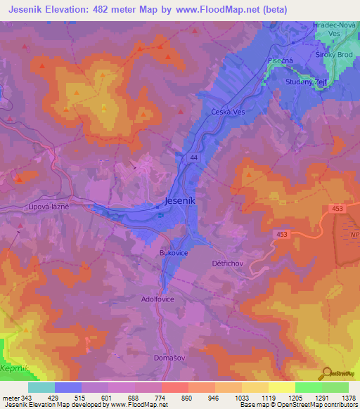 Jesenik,Czech Republic Elevation Map