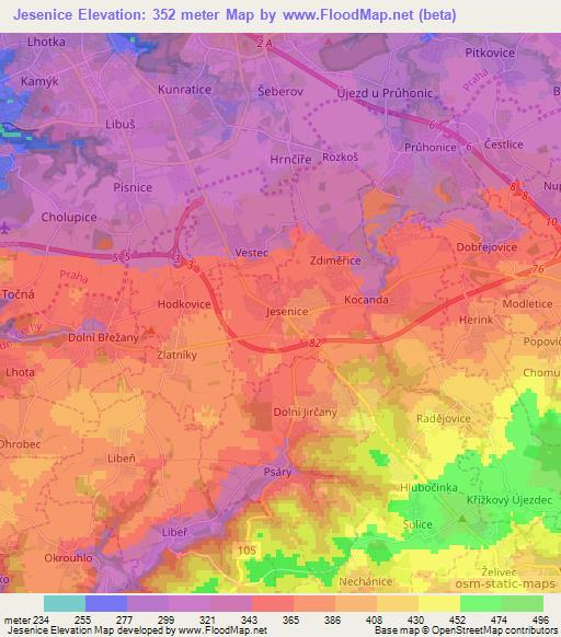 Jesenice,Czech Republic Elevation Map