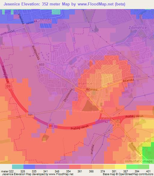 Jesenice,Czech Republic Elevation Map