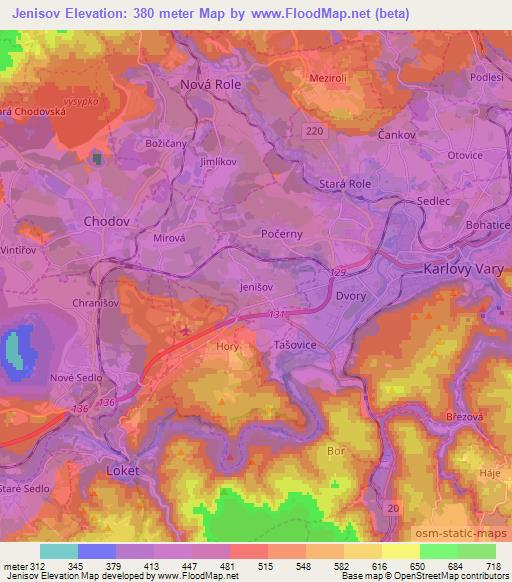 Jenisov,Czech Republic Elevation Map