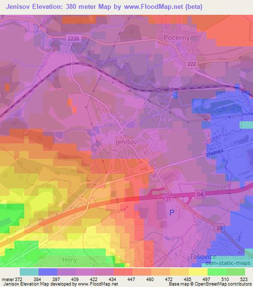 Jenisov,Czech Republic Elevation Map