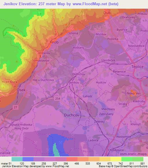 Jenikov,Czech Republic Elevation Map