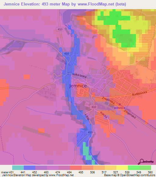 Jemnice,Czech Republic Elevation Map