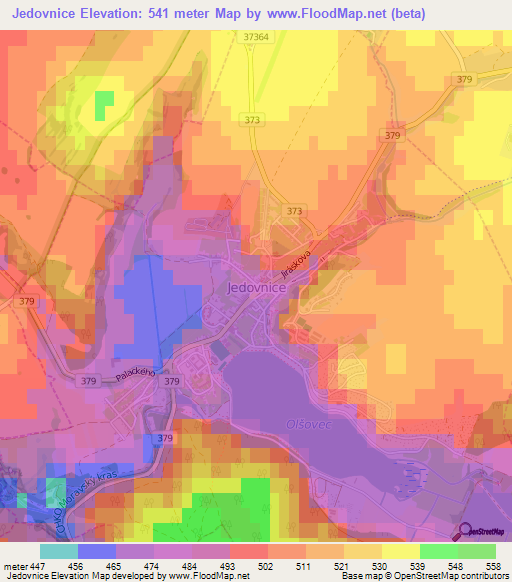 Jedovnice,Czech Republic Elevation Map