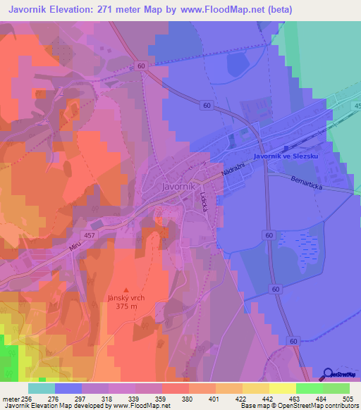 Javornik,Czech Republic Elevation Map