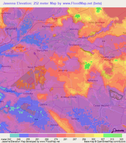 Jasenna,Czech Republic Elevation Map