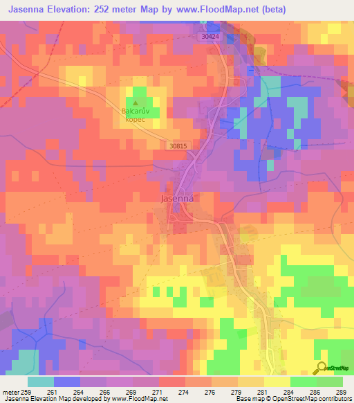 Jasenna,Czech Republic Elevation Map