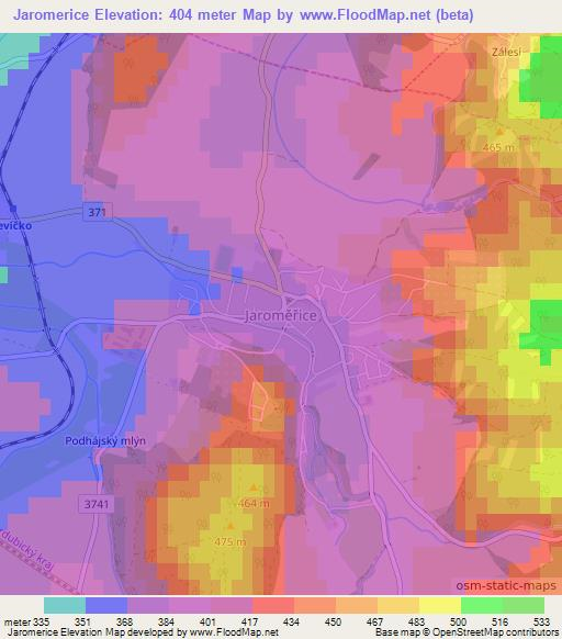 Jaromerice,Czech Republic Elevation Map