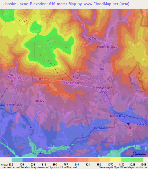 Janske Lazne,Czech Republic Elevation Map