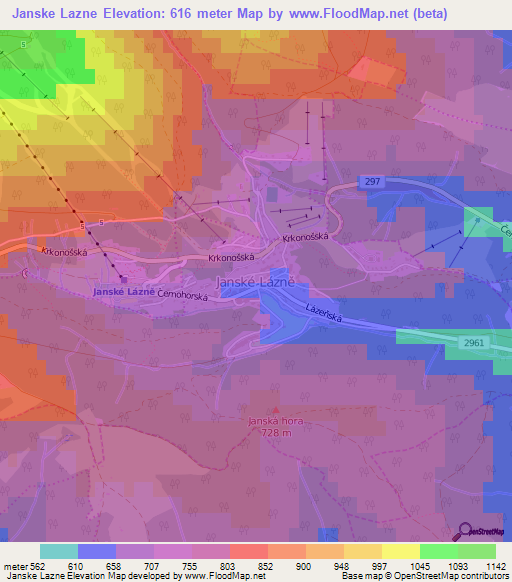 Janske Lazne,Czech Republic Elevation Map