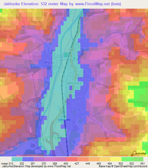 Jablunka,Czech Republic Elevation Map