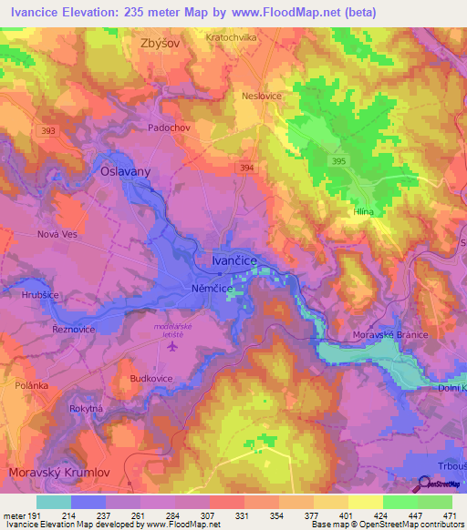 Ivancice,Czech Republic Elevation Map