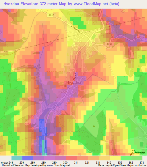 Hvozdna,Czech Republic Elevation Map