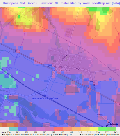 Hustopece Nad Becvou,Czech Republic Elevation Map