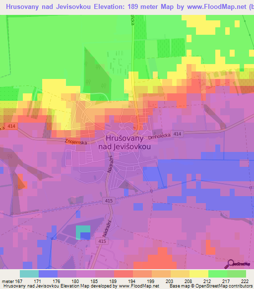 Hrusovany nad Jevisovkou,Czech Republic Elevation Map