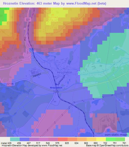 Hroznetin,Czech Republic Elevation Map