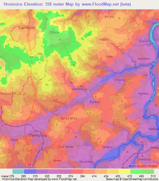 Hromnice,Czech Republic Elevation Map