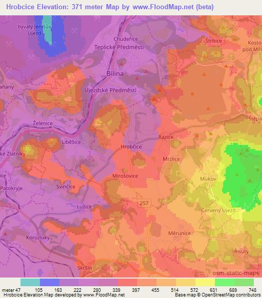 Hrobcice,Czech Republic Elevation Map